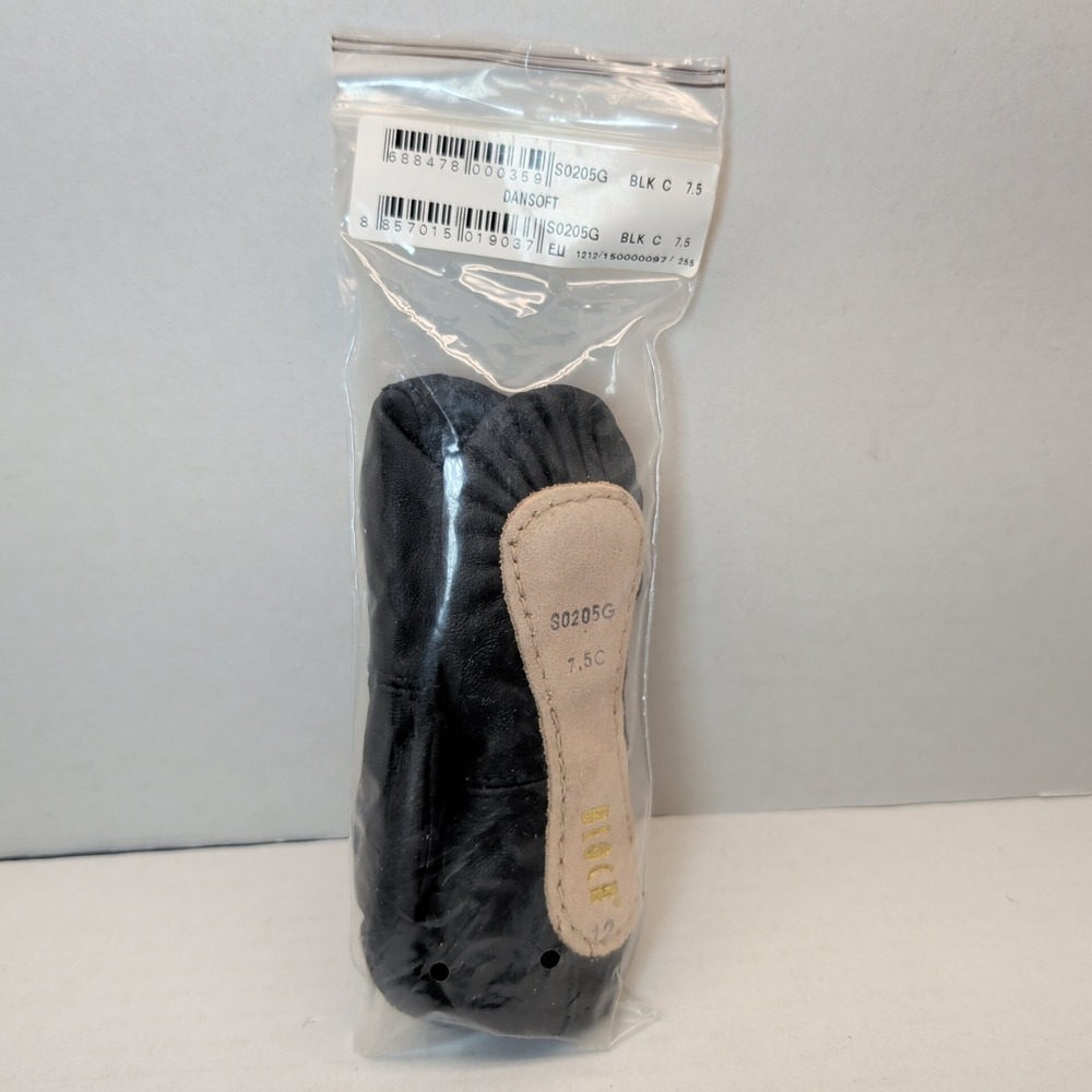 Childrens Bloch Ballet Shoes Slippers 7.5 C Dansoft S0205G Black